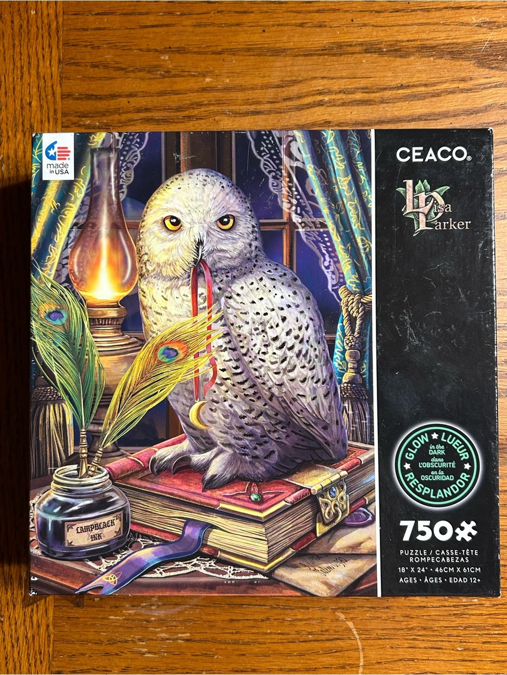 Lisa Parker White Owl Glow-in-the-Dark 750pc Puzzle by Ceaco